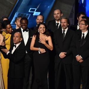 Julia Louis-Dreyfus and Armando Iannucci at event of The 67th Primetime Emmy Awards (2015)