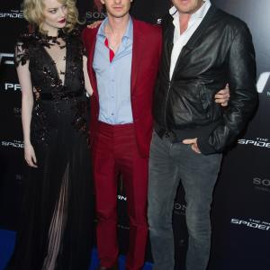 Rhys Ifans, Emma Stone and Andrew Garfield at event of Nepaprastas Zmogus-Voras (2012)