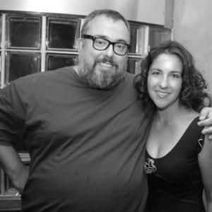 Leticia Alaniz with Spanish filmmaker Alex de la Iglesiaqv during the showing of his film Crimen Ferpecto2004qv at the Vistas Film Festival USA in 2005