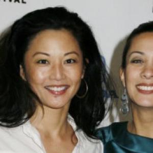 L to R Actress Tamlyn Tomita poses at the Red Carpet Premiere of THE SENSEI with writerdirectoractress D Lee Inosanto for the Los Angeles Asian Pacific Film Festival