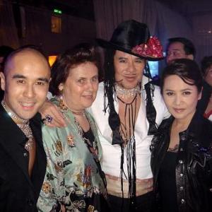 (L-R) Alexander Wong, Suzie Menkes, Kwok-Leung Gan, Deanie Ip, at Dior Party, Hong Kong, May 2004.