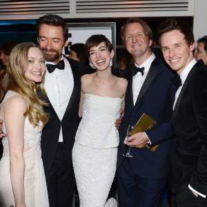 Anne Hathaway Tom Hooper Hugh Jackman Amanda Seyfried and Eddie Redmayne