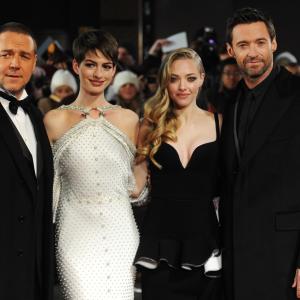 Russell Crowe, Anne Hathaway, Hugh Jackman and Amanda Seyfried at event of Vargdieniai (2012)