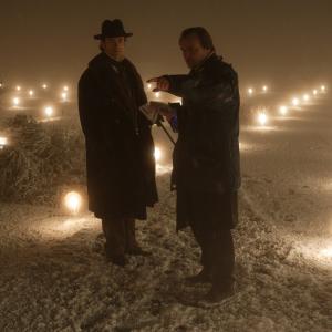 Still of Hugh Jackman and Christopher Nolan in Prestizas (2006)