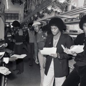Jackie Jackson Marlon Jackson and Michael Jackson The Jacksons InStore Album Promotion 1978 Freeway Records  Los Angeles