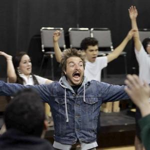 Jeremy Kent Jackson teaches an acting class to high school students at Providence High School in Burbank, CA