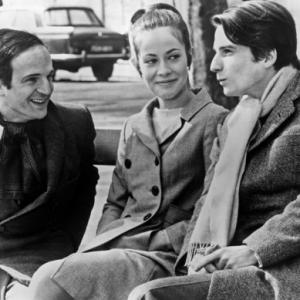Francois Truffaut on location with Claude Jade and JeanPierre Leaud