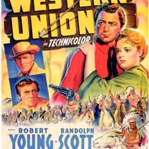 Randolph Scott Robert Young Virginia Gilmore and Dean Jagger in Western Union 1941