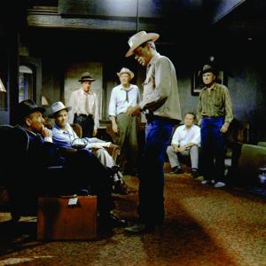 Still of Spencer Tracy, Walter Brennan, Dean Jagger, Robert Ryan and Walter Sande in Bad Day at Black Rock (1955)