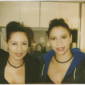 Stuntwoman Claudette James and Gloria Reuben on the set of The Agency