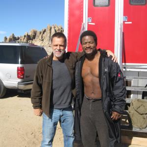 On set in Django Unchained with James Russo and Keith Jefferson