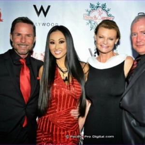 Doug Jeffery, Candace Kita, Annie Reynaud and David Ellis attend the Bench Warmer Toys for Tots Toy Drive at the W Hotel in Hollywood, CA.