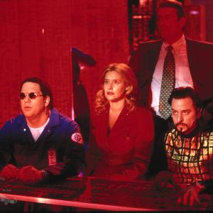Still of Lorraine Bracco Fisher Stevens and Penn Jillette in Hackers 1995