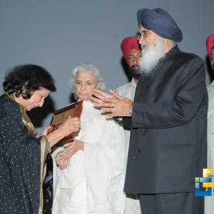 Receiving Harpal Tiwana Foundation Award from S. Parkash Singh Badal  Chief Minister of Punjab-2011
