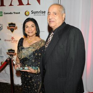 Balinder with her Husband -Amarjit Johal-after receiving the 2010 Darpan Award-Extraordinary Achievement Award as a South Asian in the Film Industry