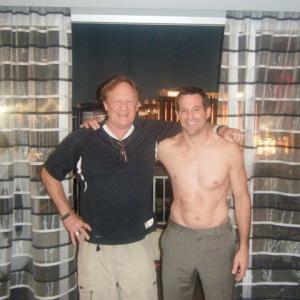 Brian D. Johnson with director Charles Haid on the set of the CSI episode 