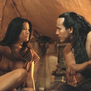 Still of Kelly Hu and Dwayne Johnson in The Scorpion King 2002