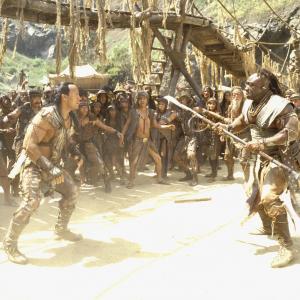Michael Clarke Duncan and Dwayne Johnson in The Scorpion King 2002