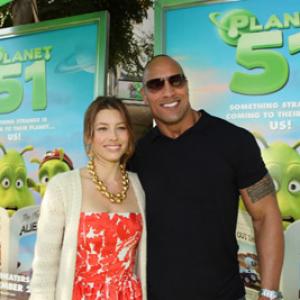 Jessica Biel and Dwayne Johnson at event of Planet 51 2009