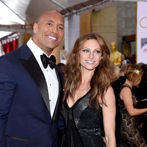 Dwayne Johnson and Lauren Hashian at event of The Oscars 2015