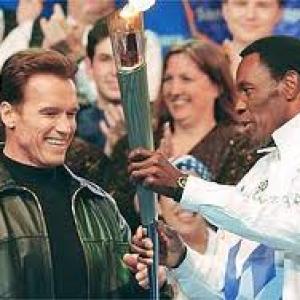Arnold Schwarzenegger and Rafer Johnson