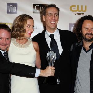 Ram Bergman Rian Johnson Peter Schlessel and Emily Blunt at event of Laiko kilpa 2012