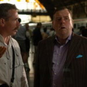 Sandy Johnson and Timothy Spall in Bangkok Station shooting AUF WIEDERSEHEN PET 2004