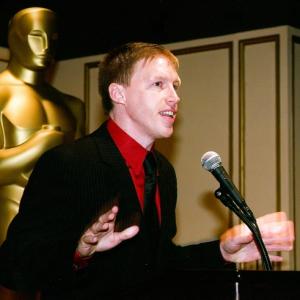 Arthur M Jolly accepting the Nicholl Fellowship in Screenwriting from the Academy of Motion Picture Arts and Sciences