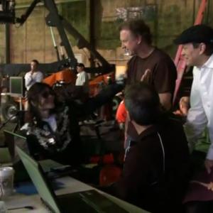Michael Jackson Bruce Jones Kenny Ortega and Michael Cotton on the set of Earthsong