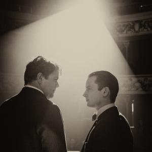 Celyn Jones as Dylan Thomas and Elijah Wood as John Brinnin in Set Fire to the Stars