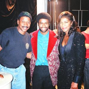 Jai Jai with Robert Townsend (left) & Natalie Cole (Right) on the set of Livin' for love.