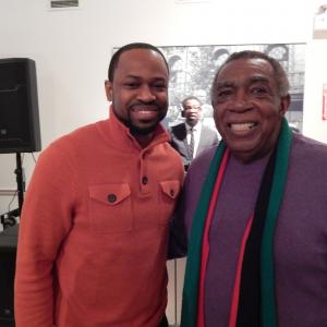 Jai Jai with authorjournalist APeter Bailey at the Malcolm X 50th memorial anniversary in New York City