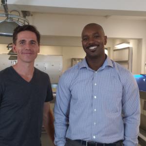 Tank with Brian Dietzen on set of NCIS