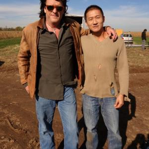with Michael Madsen on Romance in Black set