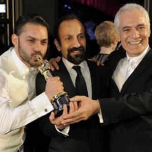 Director Asghar Farhadi, actor Peyman Moadi and Director of Photography Mahmoud Kalari from the best foreign film nominated Iranian film 