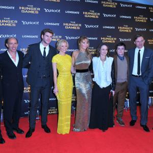 Toby Jones, Liam Hemsworth, Elizabeth Banks, Jennifer Lawrence, Nina Jacobson, Josh Hutcherson, Zygi Kamasa and Joe Drake at UK Premiere of The Hunger Games.