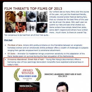 Film Threats Top films of 2013  Young Man Kangs Street Kids of Haiti