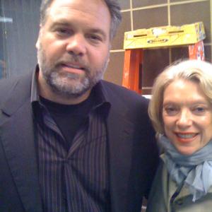 Vince DOnofrio with Betty on the set of CRIMINAL INTENT