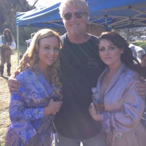 On the set of Hungover Games with LR Kayden Kross Stunt Coordinator Mikal Kartvedt and Sophie Dee The Johnny Depp character Capt Jack can be seen in the background