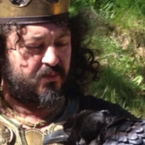As 'King Aelle', in 'Vikings', with Soot the Raven. 2013.