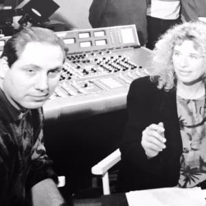Wayne Keeley with Carole King in studio working on narration and music for documentary Evolutions End?