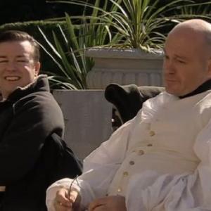 Still of Ricky Gervais and Ross Kemp in Extras (2005)