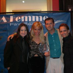James Kerwin with Sandra Valls, Chase Masterson, Sarah Nean Bruce at La Femme Film Festival