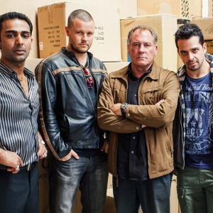 Publicity still from THE LEGEND MAKER (2014) - Ranjit (Sachin Joab), Toma The Croat) (Fletcher Humphrys), Roy Rogers (Jeremy Kewley) and Wasim (Michael Vice).