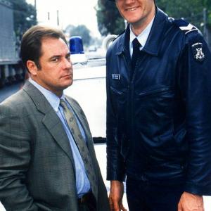BLUE HEELERS - William McInnes as Senior Constable Nick Schultz, Jeremy Kewley as Tony Timms.