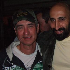 Director Roland Emmerich with Marco Khan Lake Wanaka NZ on the set of 10000 BC
