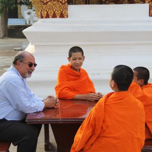 Talking with young monks in Myanmar