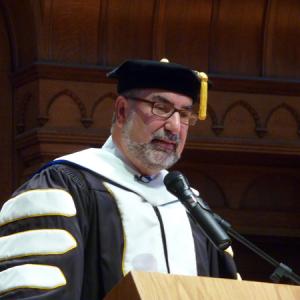 Firdaus Kharas giving the Commencement Speech at a university in London