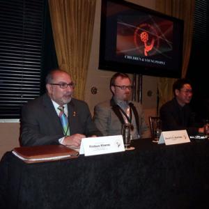 Firdaus Kharas chairing a panel at the International Emmy World Television Festival