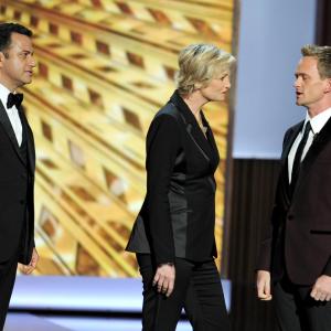 Neil Patrick Harris Jimmy Kimmel and Jane Lynch at event of The 65th Primetime Emmy Awards 2013